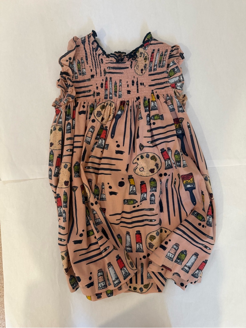 Pink Chicken Pink Artist Print Smocked Baby Dress
